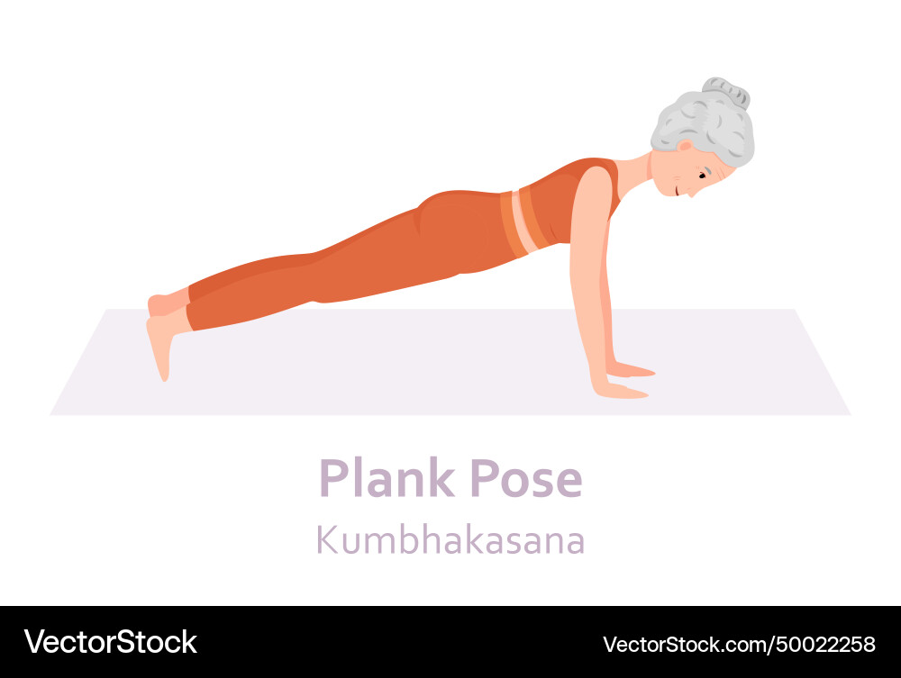Plank Yoga pose kumbhakasana ältere Frau Plank Yoga pose kumbhakasana ältere Frau vektorbild