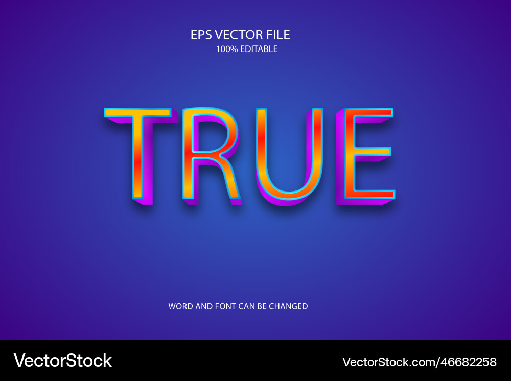 Realistic true 3d editable text style effect Vector Image