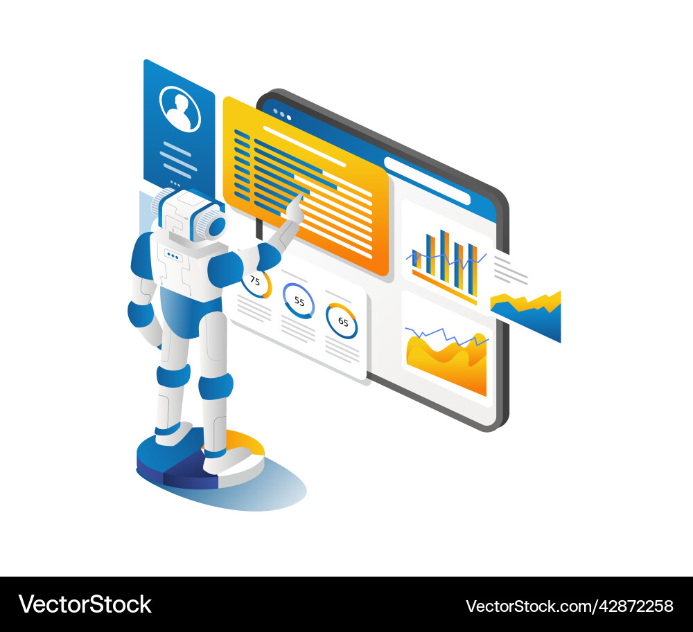 Robot in charge of optimizing seo Robot in charge of optimizing seo vector image