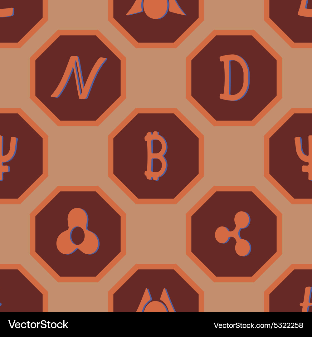 Seamless pattern with different cryptocurrency vector image