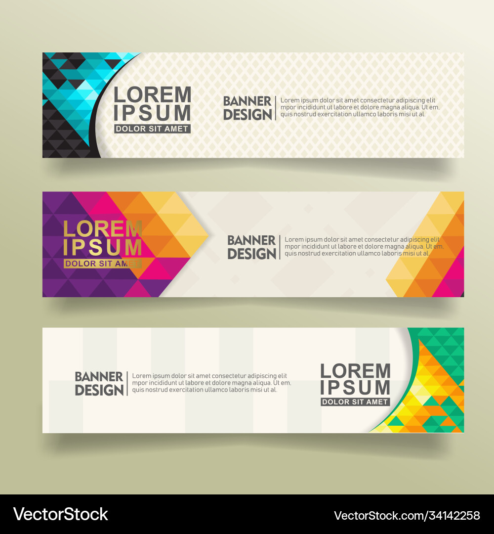 Set abstract banner template design with triangle vector image