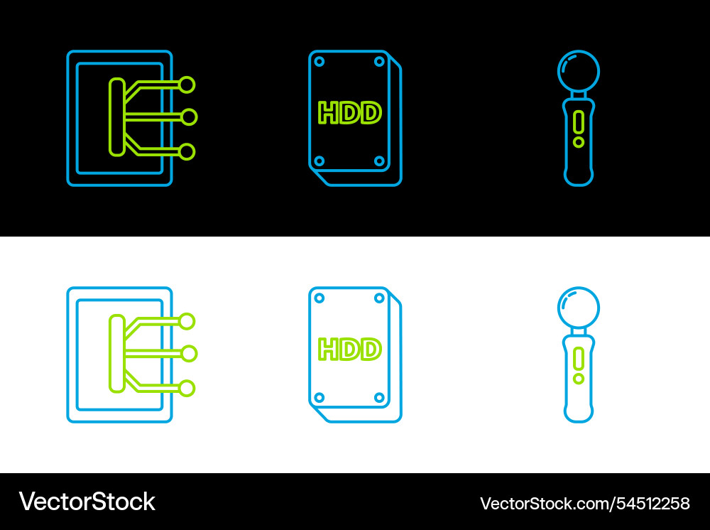 Set line gamepad tablet and hard disk drive hdd Set line gamepad tablet and hard disk drive hdd Vector Image