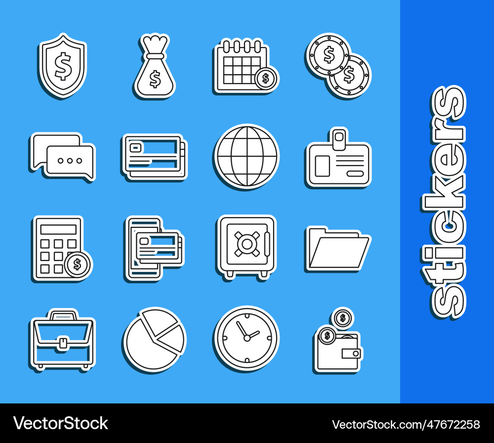 Set line wallet with coins document folder Set line wallet with coins document folder vector image