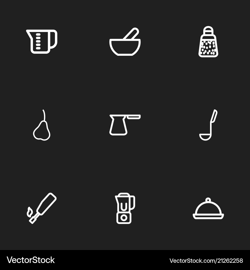 Set of 9 editable cook icons line style includes Set of 9 editable cook icons line style includes vector image