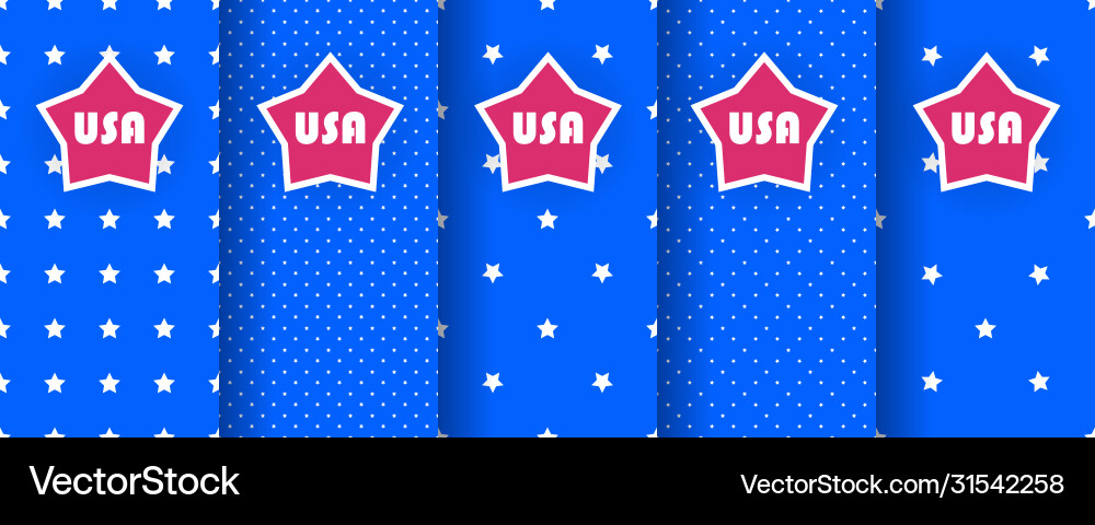 Set seamless patterns with stars in colors Set seamless patterns with stars in colors vector image