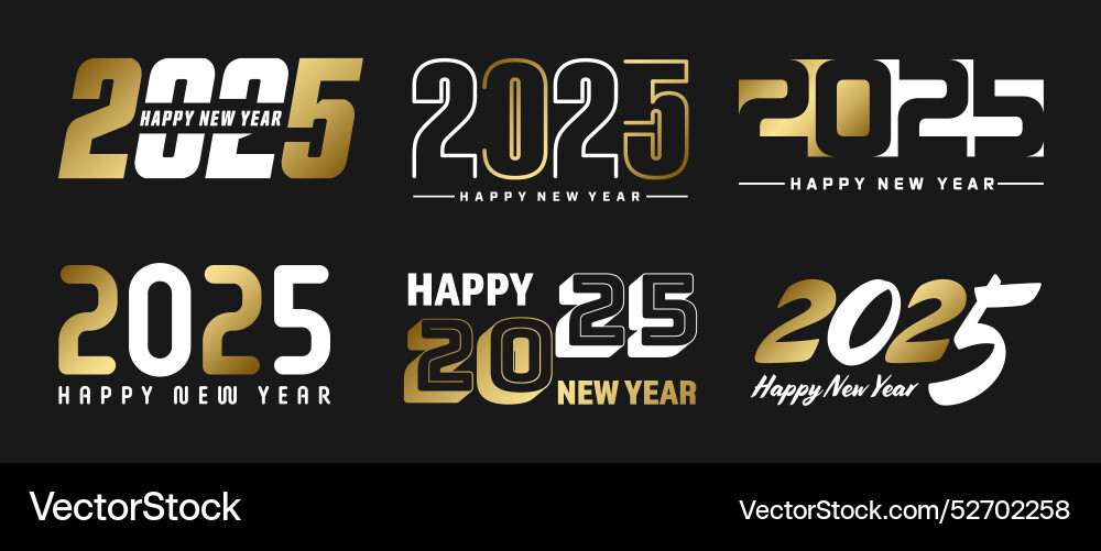 Set von 2025 Frohes neues Jahr Gruß Text Designs Set von 2025 Frohes neues Jahr Gruß Text Designs vektorbild