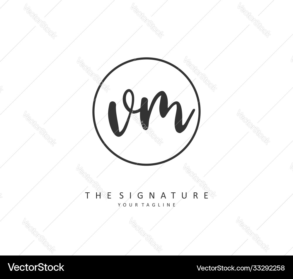 V m vm initial letter handwriting and signature vector image