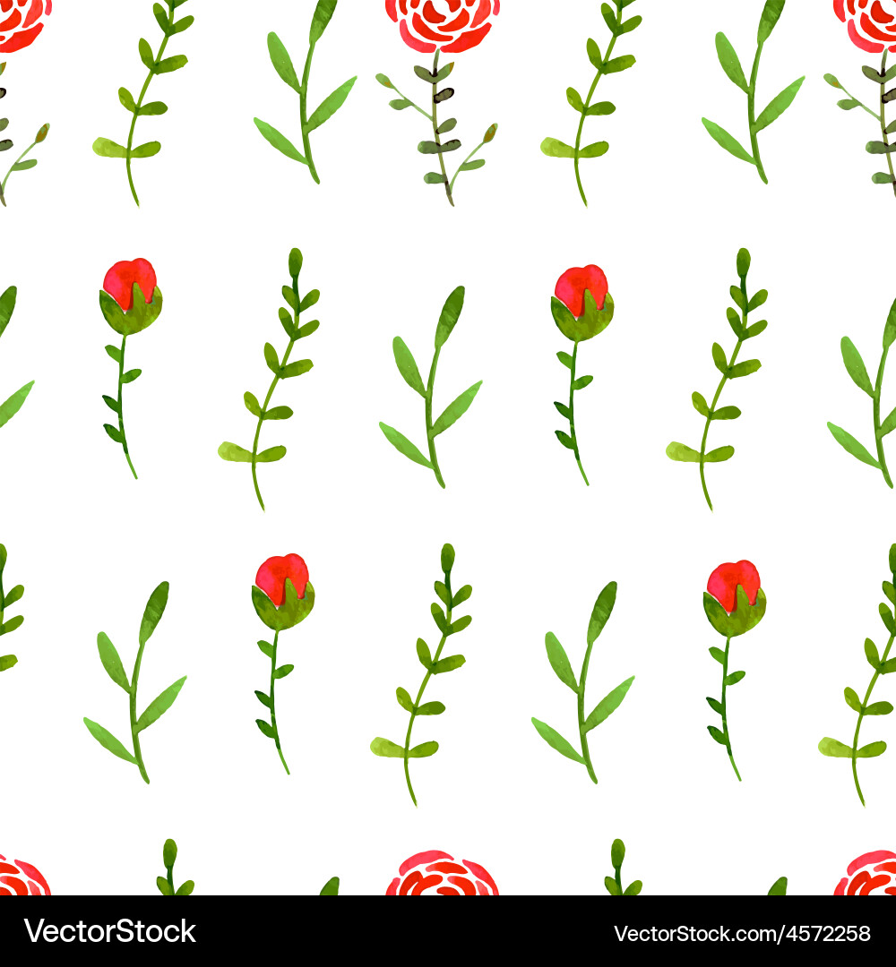 Watercolor Rose Floral Pattern Vector Image