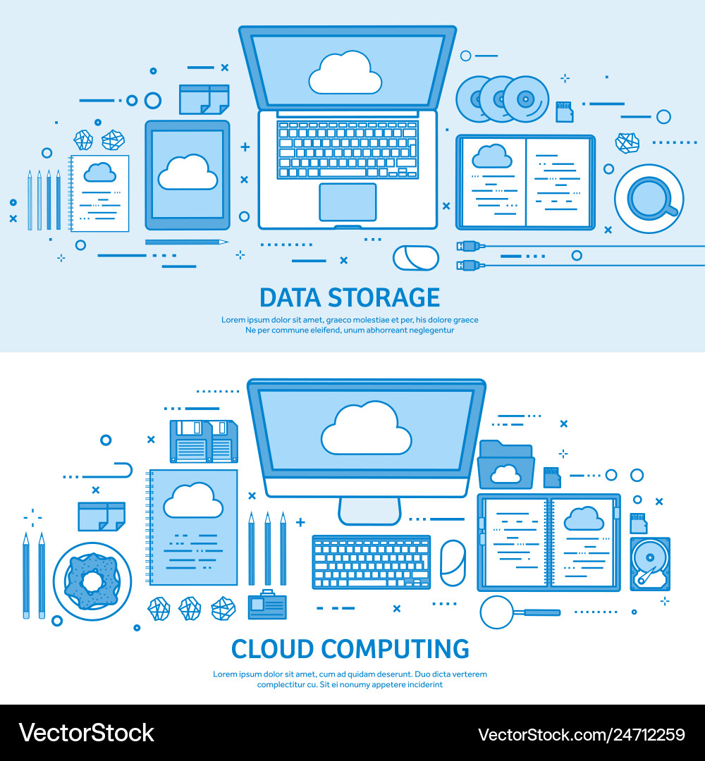 Cloud computing media data server web storage Cloud computing media data server web storage vector image