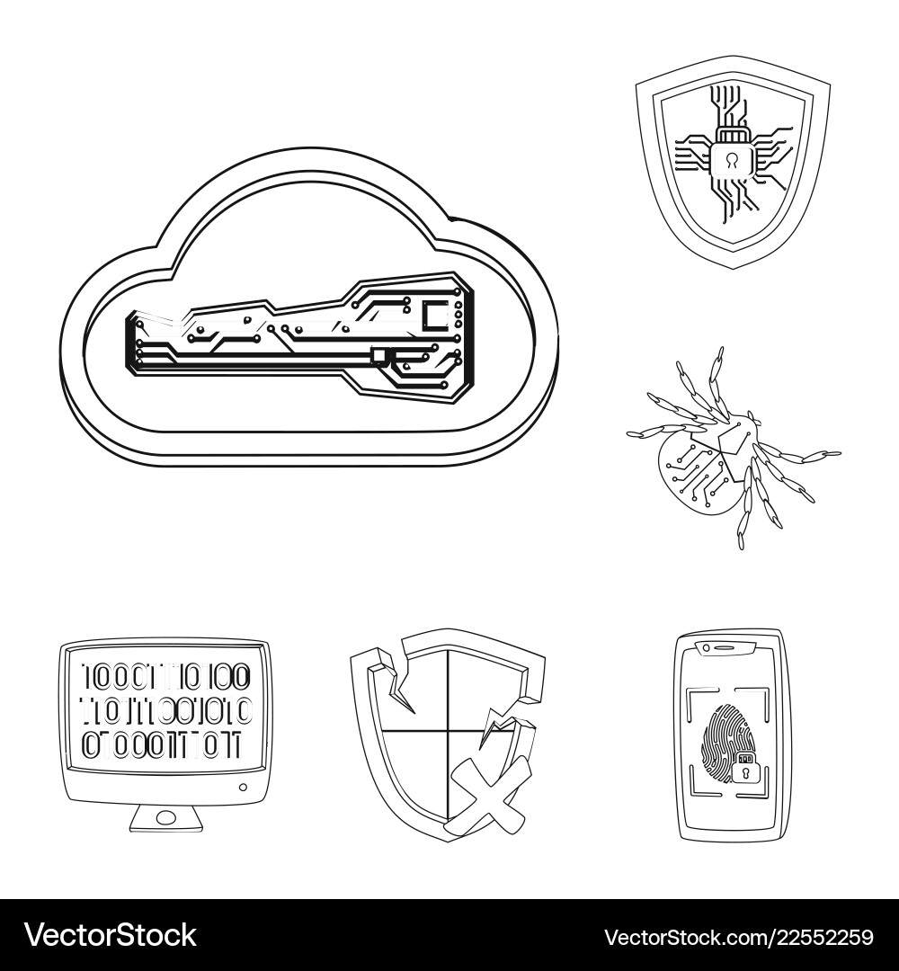Design of virus and secure sign collection Design of virus and secure sign collection vector image