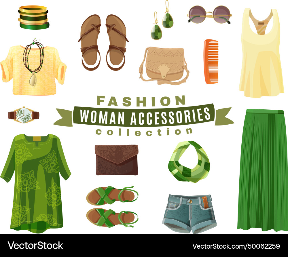 Fashion woman accessories collection Fashion woman accessories collection vector image