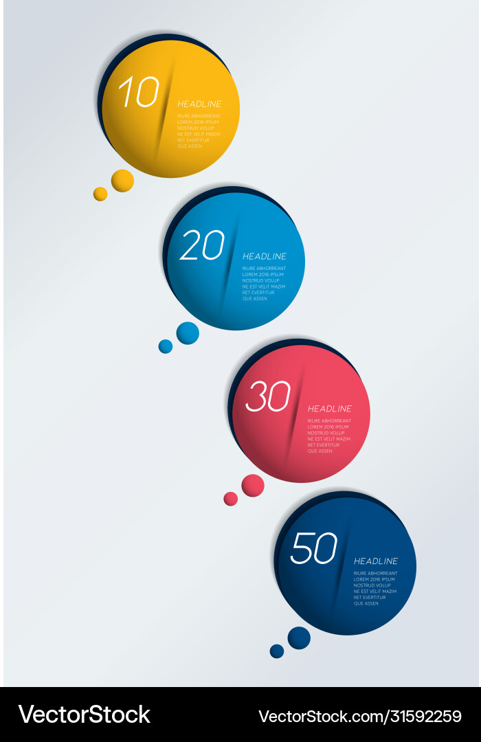 Four steps elements bubble chart scheme diagram Vector Image
