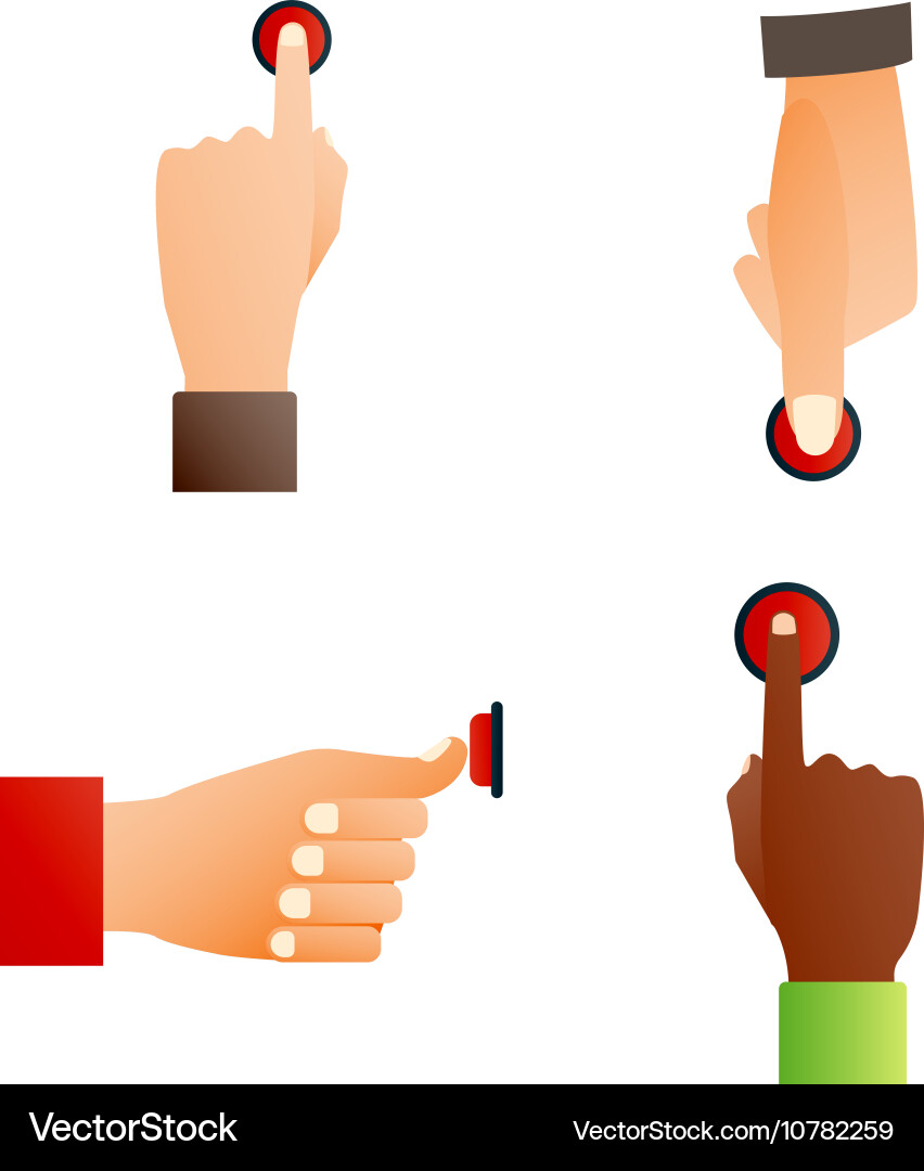 Hands push buttons set vector image