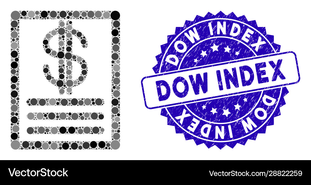 Mosaic price-list icon with distress dow index Mosaic price-list icon with distress dow index vector image