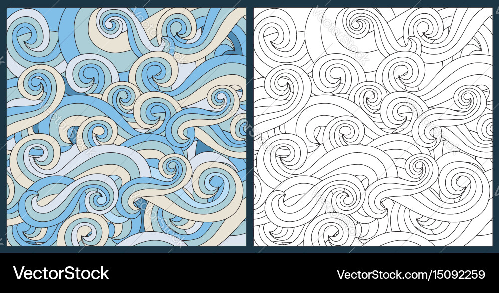 Ocean Wave Zentangle Vector Image
