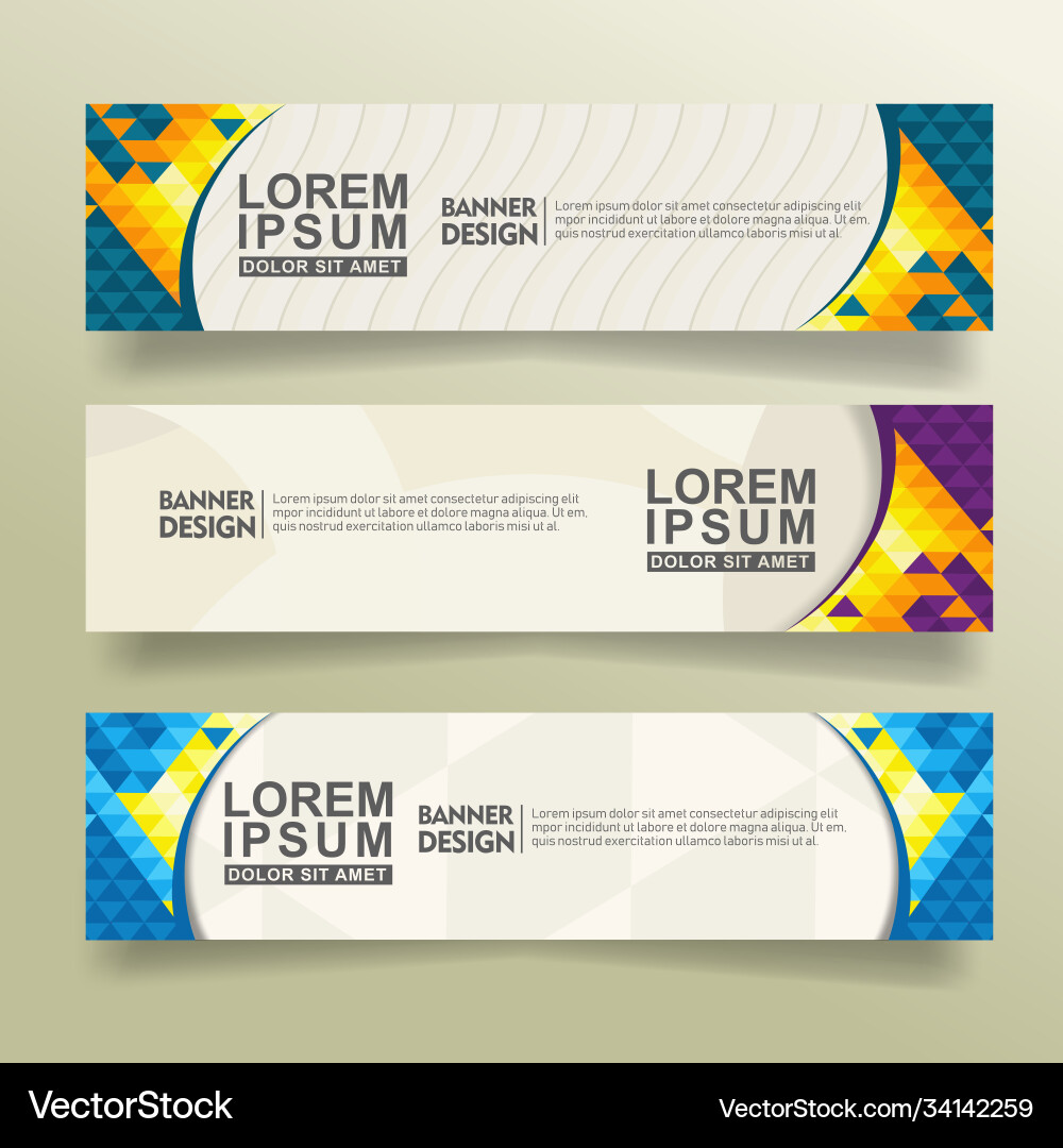 Set abstract banner template design with triangle Set abstract banner template design with triangle Vector Image