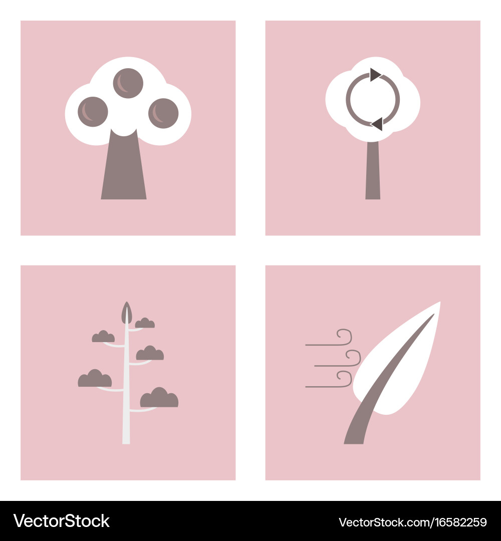 Set of ecology icons on color backgrounds square Vector Image
