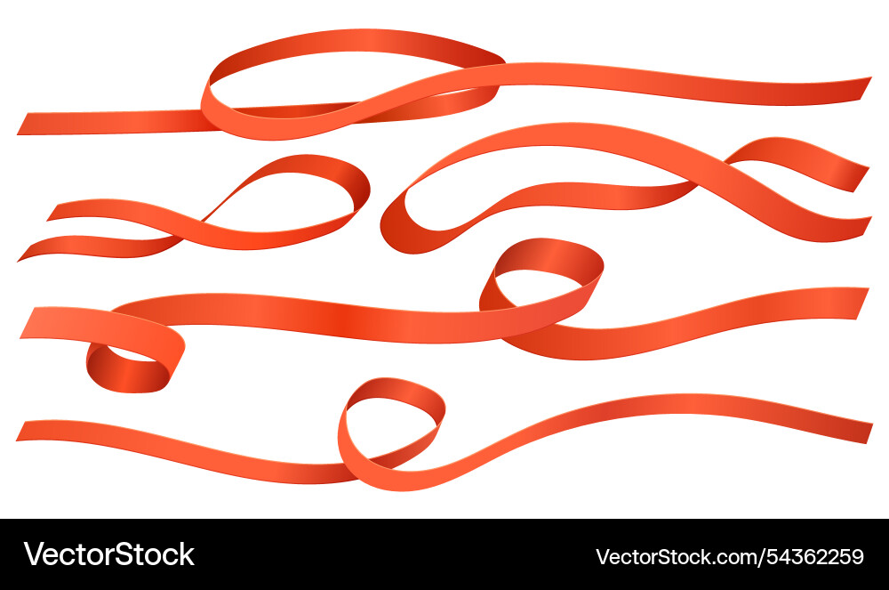 Set of isolated gradient red ribbons Set of isolated gradient red ribbons vector image