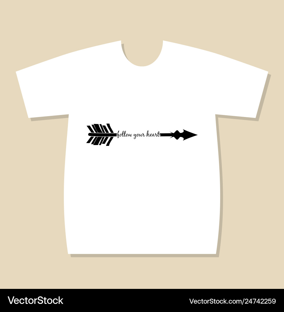 T-shirt print design with follow your heart text Vector Image