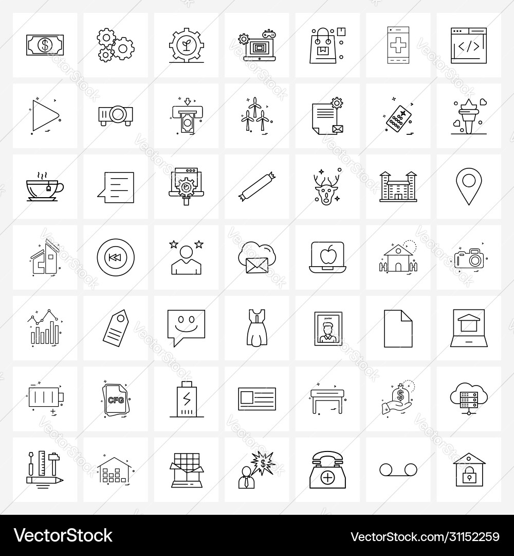 Ui set 49 basic line icons box bag ecology vector image