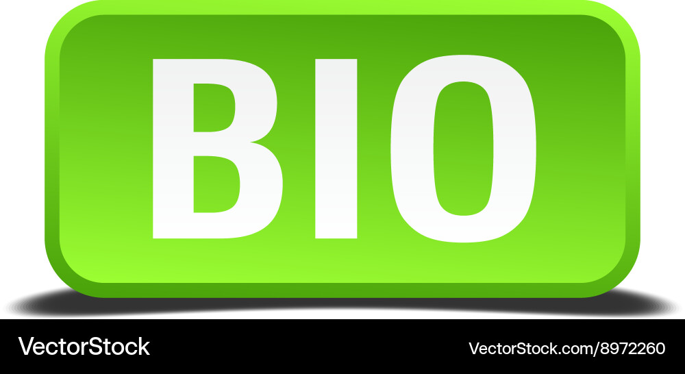 Bio green 3d realistic square isolated button Vector Image