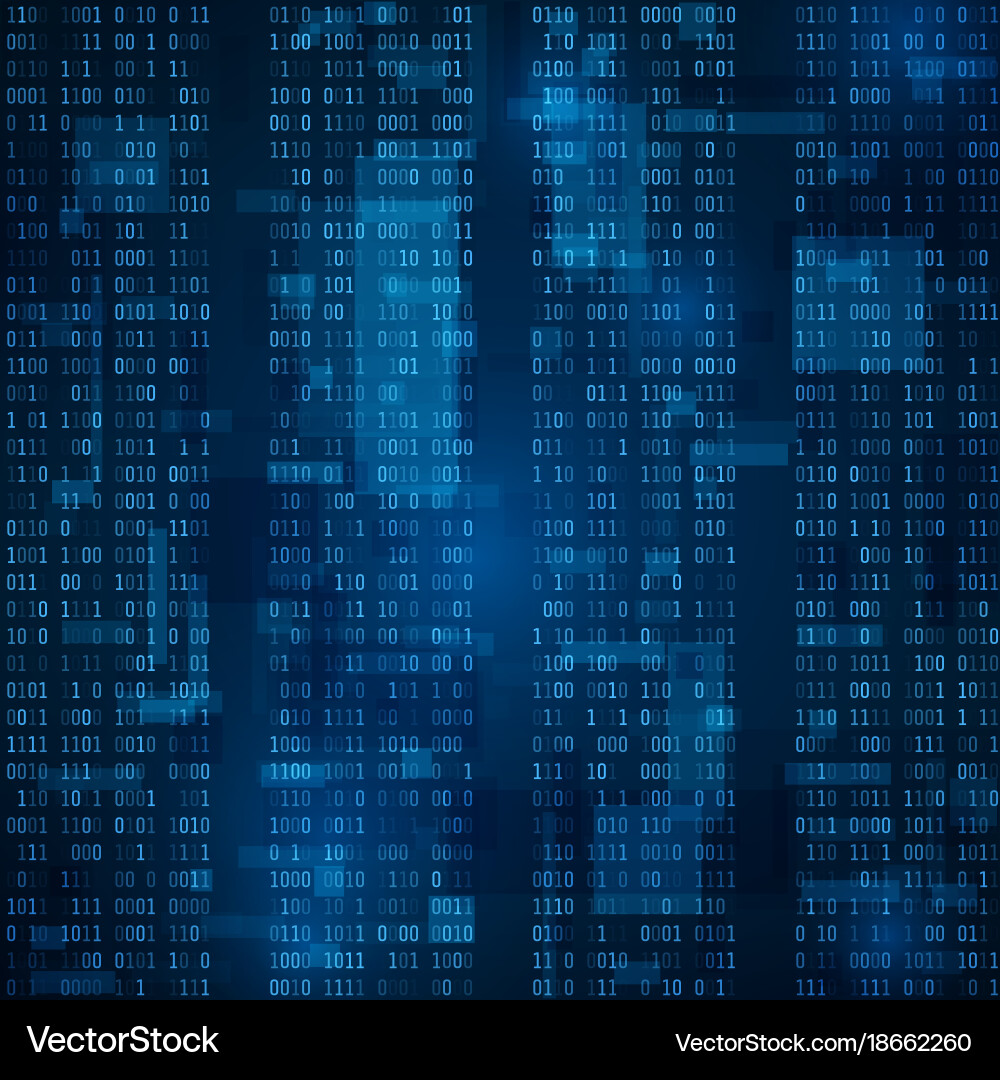 Blue binary computer code background vector image