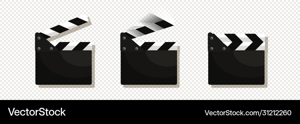 Clapperboard closed and open in motion set flat vector image