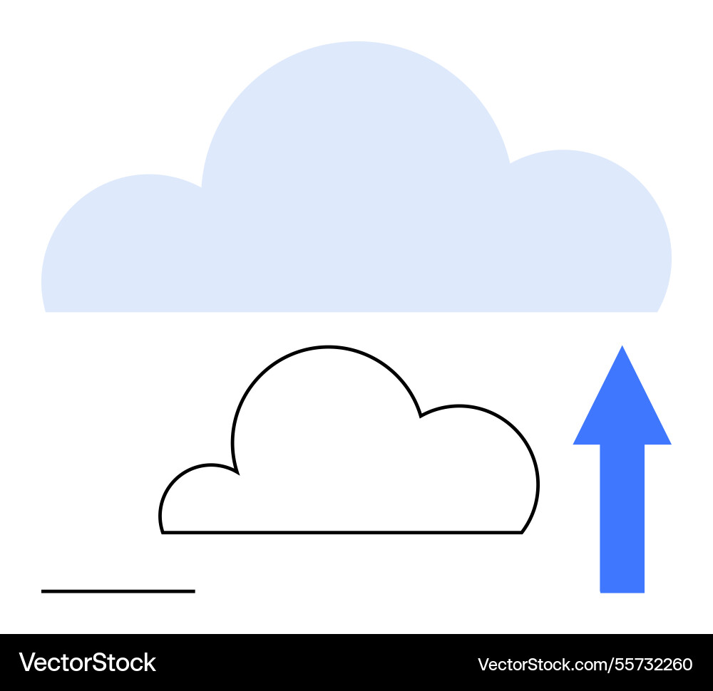 Cloud storage upload concept with arrow indicating Cloud storage upload concept with arrow indicating vector image