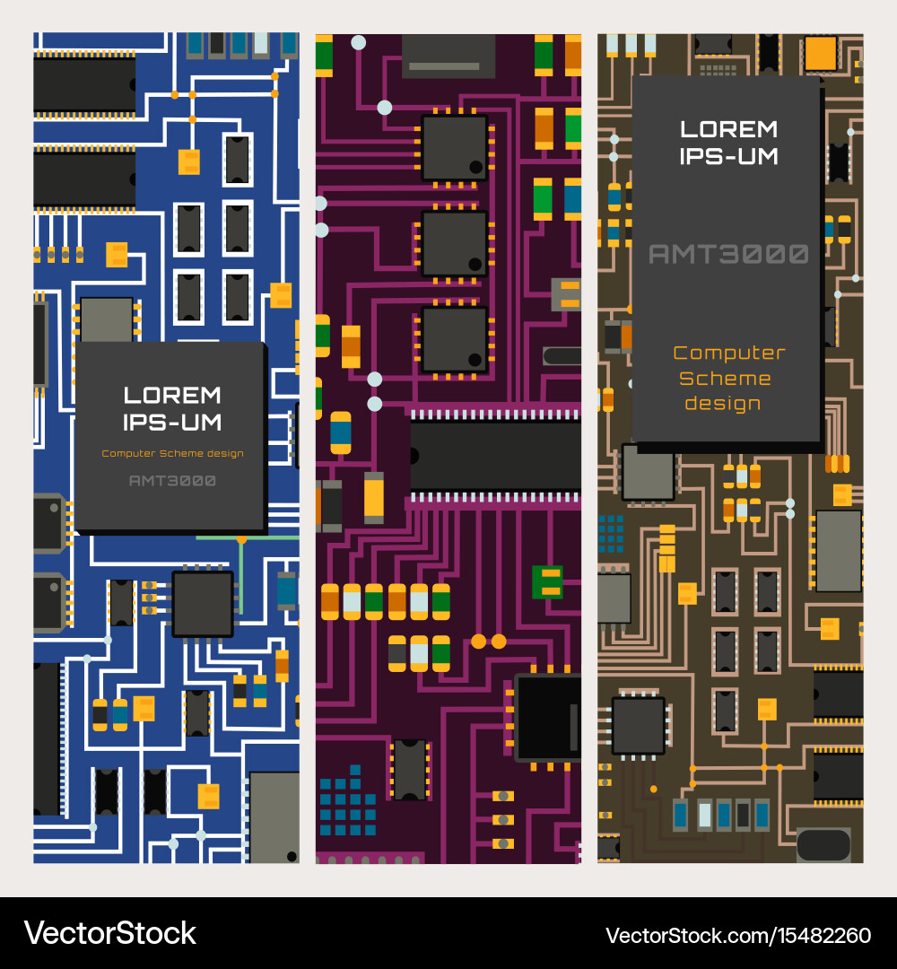 Computer chip technology processor circuit Vector Image