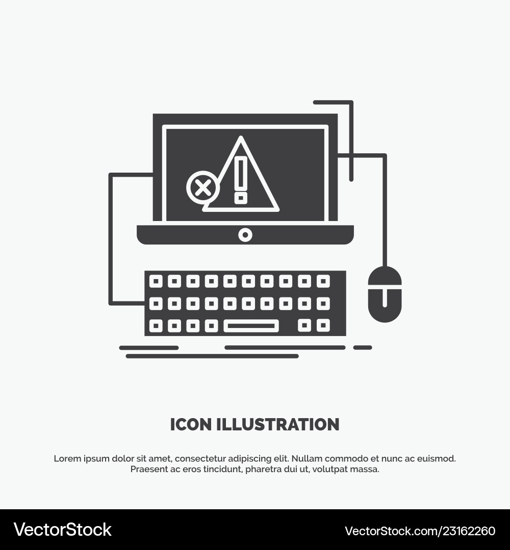 Computer crash error failure system icon glyph Computer crash error failure system icon glyph vector image