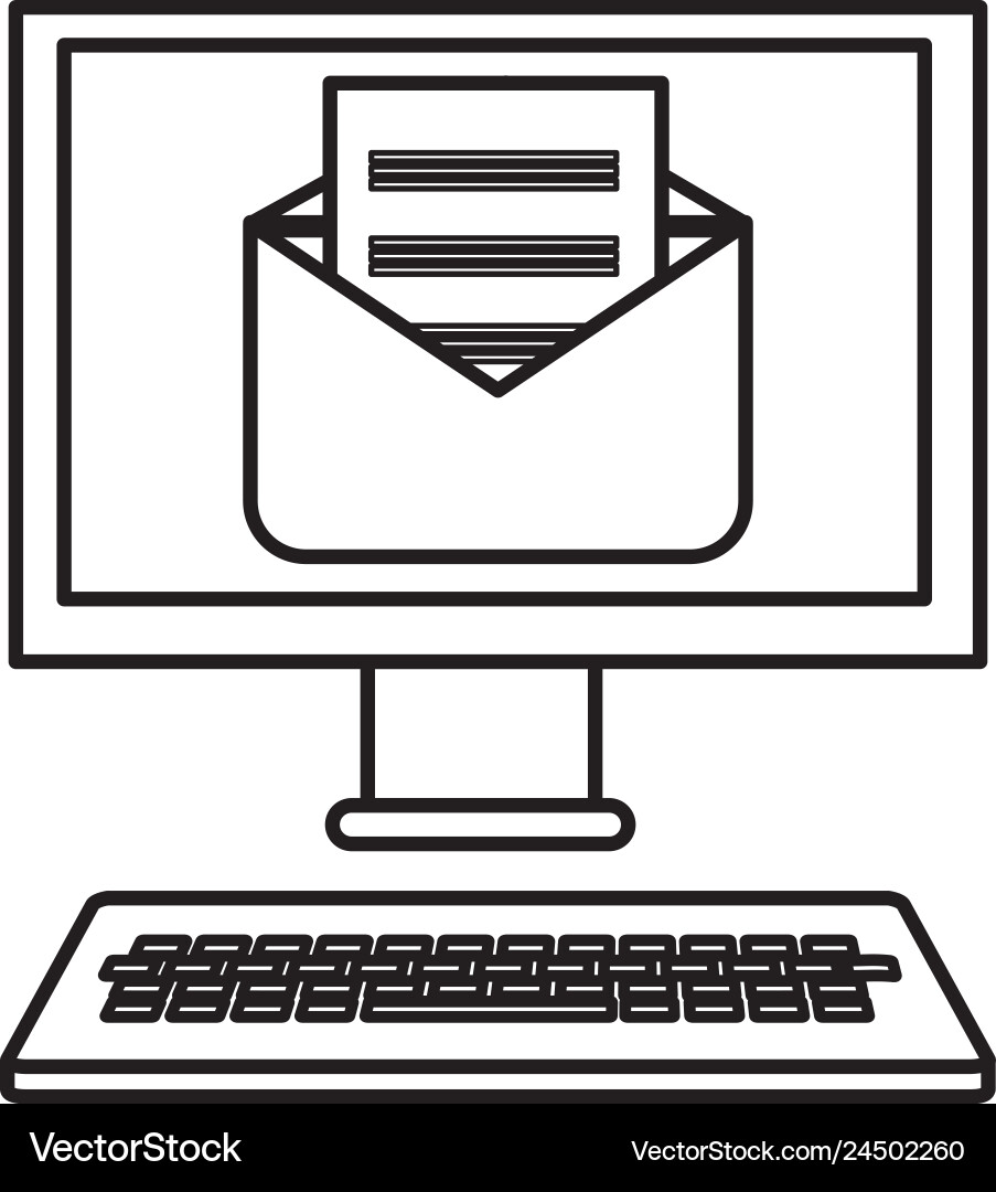 Computer desktop with envelope Vector Image