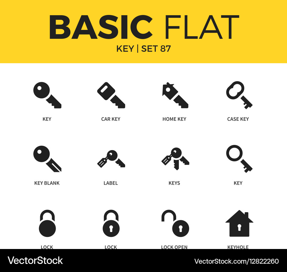 Flat Key Icons Set vector image