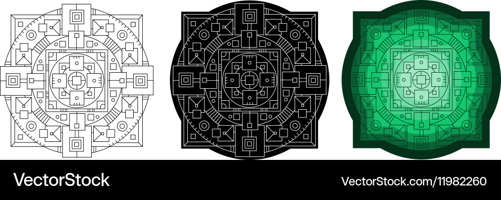 Geometric circle pattern with square for coloring vector image