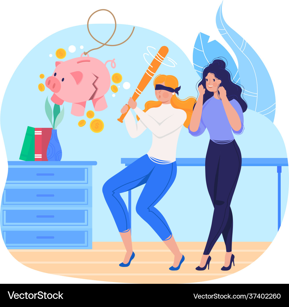 Hammer smash piggy Bank Finanzkrise Einsparungen Hammer smash piggy Bank Finanzkrise Einsparungen vektorbild