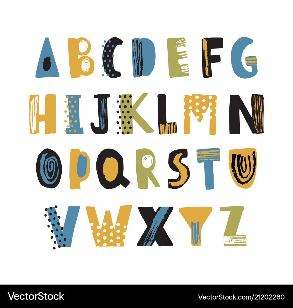 Hand drawn latin font or hipster english alphabet Hand drawn latin font or hipster english alphabet vector image