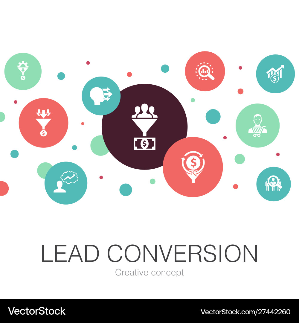 Lead conversion trendy circle template with simple Vector Image