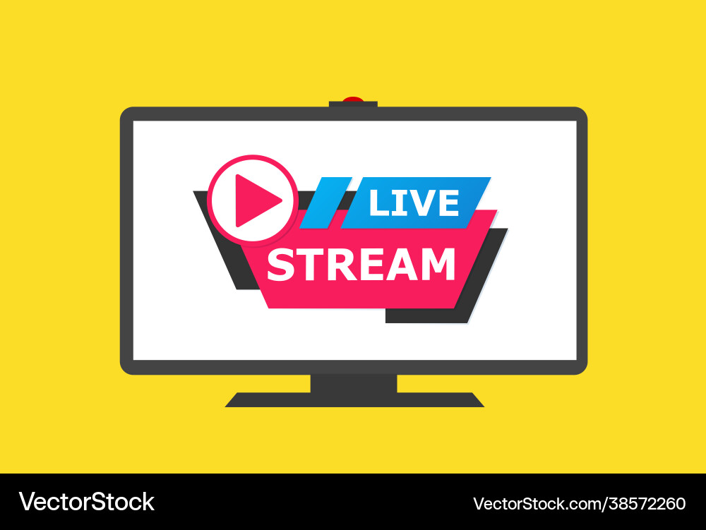 Live stream screen video player layout Live stream screen video player layout vector image