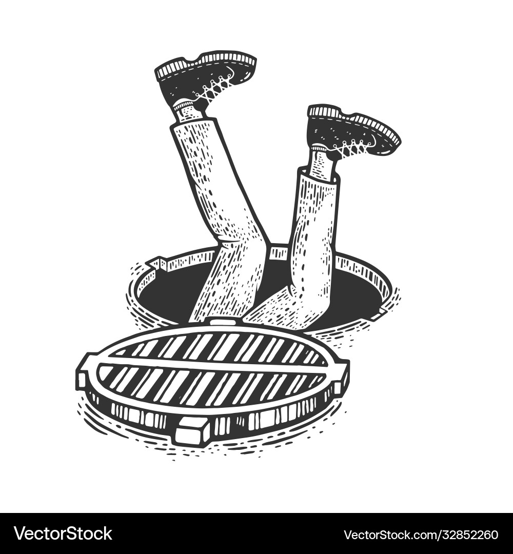 Man Falling into a Hole - Sketch vector image