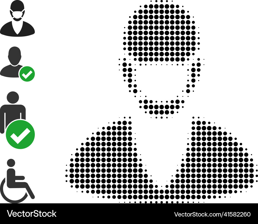 Pixel Halftone Patientenmaske Icon und Original Pixel Halftone Patientenmaske Icon und Original vektorbild