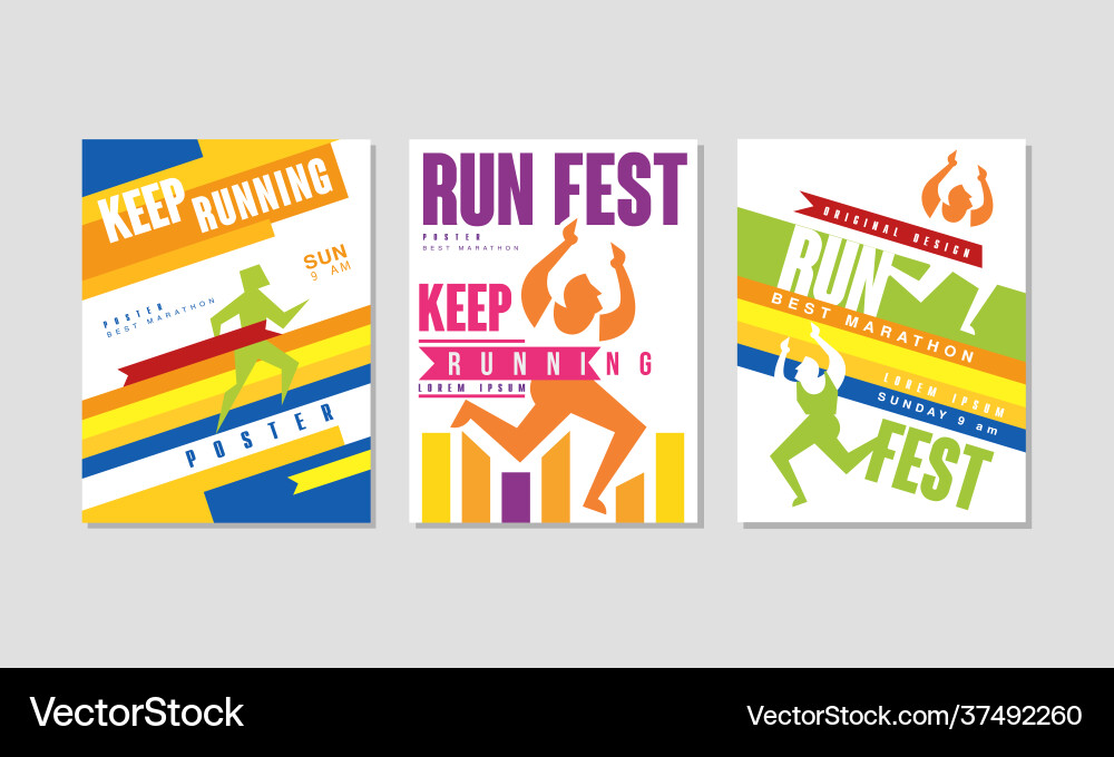 Run fest poster for marathon and running Run fest poster for marathon and running vector image