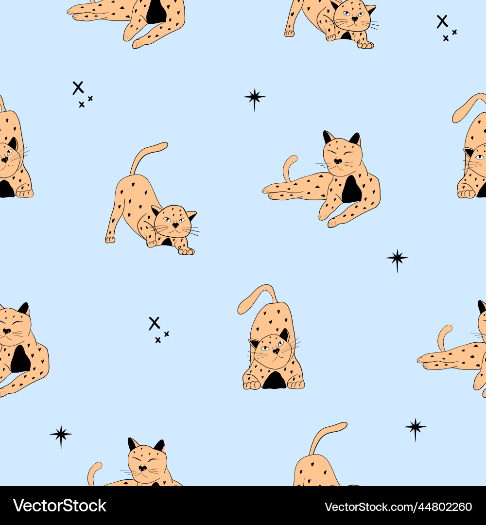 Seamless pattern with cats in different pose Seamless pattern with cats in different pose Vector Image