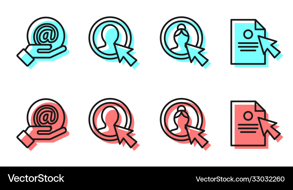 Set line create account screen mail and e-mail Set line create account screen mail and e-mail vector image