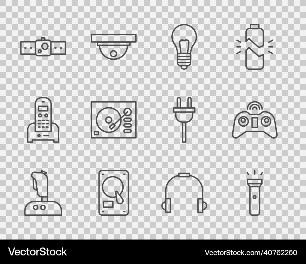 Set line joystick for arcade machine flashlight Set line joystick for arcade machine flashlight vector image
