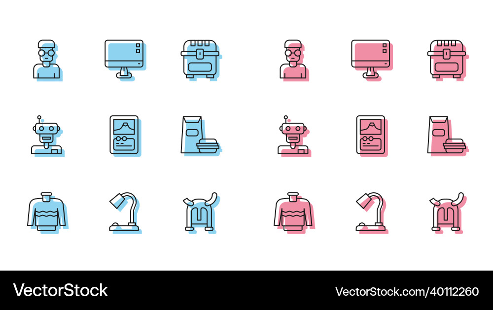 Set line sweater table lamp nerd geek viking Set line sweater table lamp nerd geek viking vector image