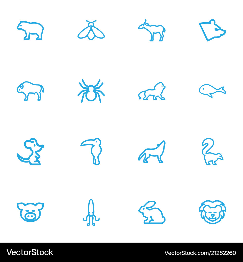 Set of 16 editable zoo icons line style includes Set of 16 editable zoo icons line style includes vector image