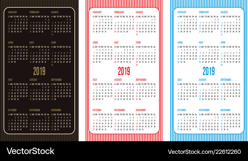 Set of color calendar grid templates Vector Image
