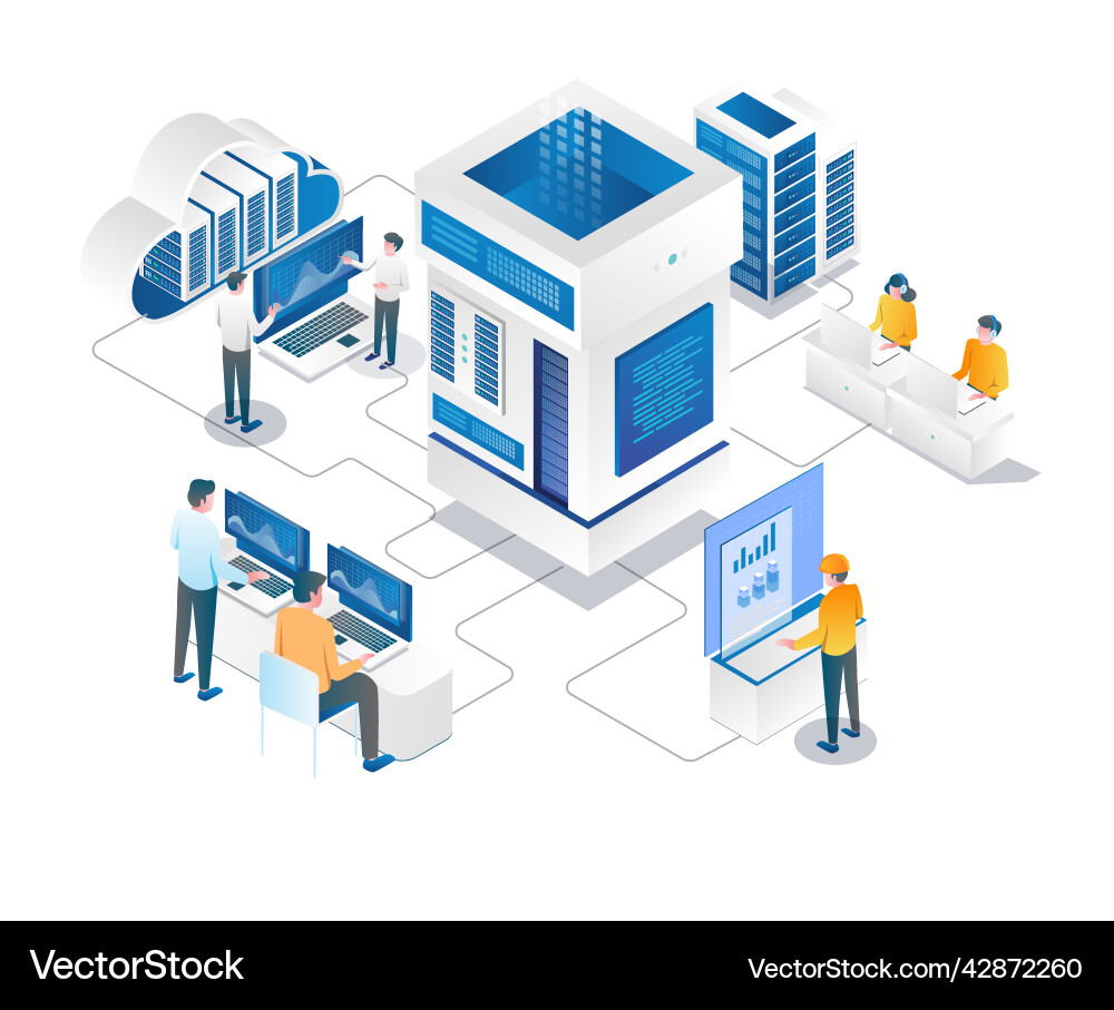 Solution cloud server analysis process Solution cloud server analysis process vector image