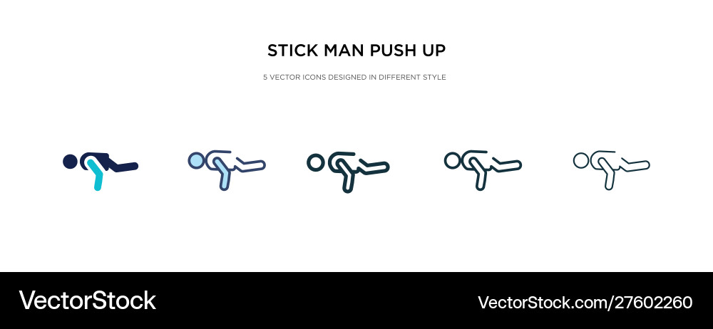 Stick man push up icon in different style two Stick man push up icon in different style two vector image