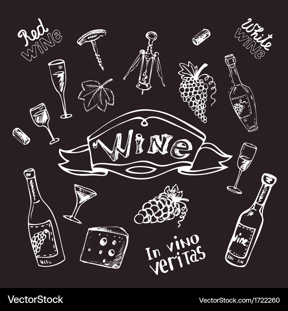 Wine and Chalkboard Set Vector Image