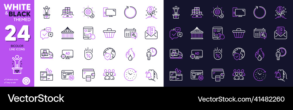 Winner podium internet report and loop line icons Winner podium internet report and loop line icons vector image
